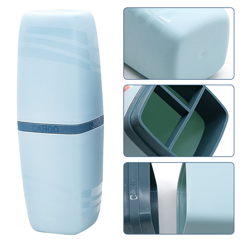 [Australia] - FORYNXHWIN 2 Pcs Travel Toothbrush Cup Travel Toothbrush Case Washing Cup Toothbrush Holder Travel Cup for Travel Hiking Camping Business Trip Bathroom（Blue and Grey） 