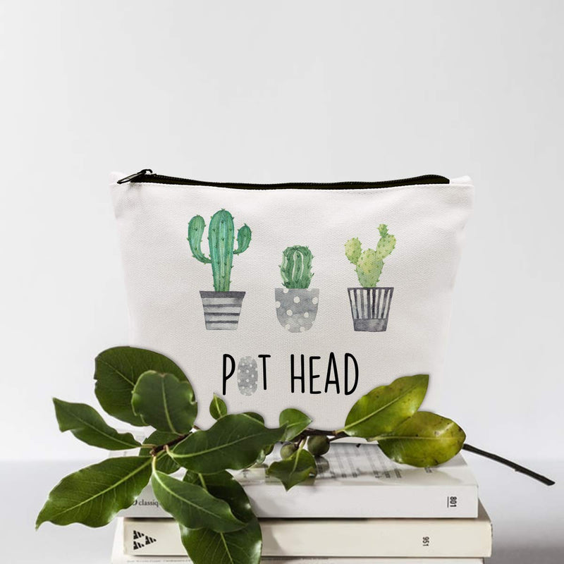 [Australia] - Funny Green Pot Head Makeup Bag Gift for Women Best Friends Sister Teens Makeup Lover | Cute Pot Head Makeup Zipper Pouch Bag Cosmetic Travel Accessories Bag Toiletry Case Gifts for Birthday Christmas 