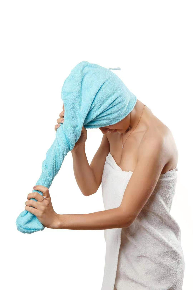 [Australia] - Aspen5 Huge 400 GSM Cotton Hair Towel Wraps for Women | Super Absorbent Quick Dry Hair Towel | Hair Turban Ideal for Long and Curly Hair | Plopping Towel Curly Hair (Sea Glass Green) 