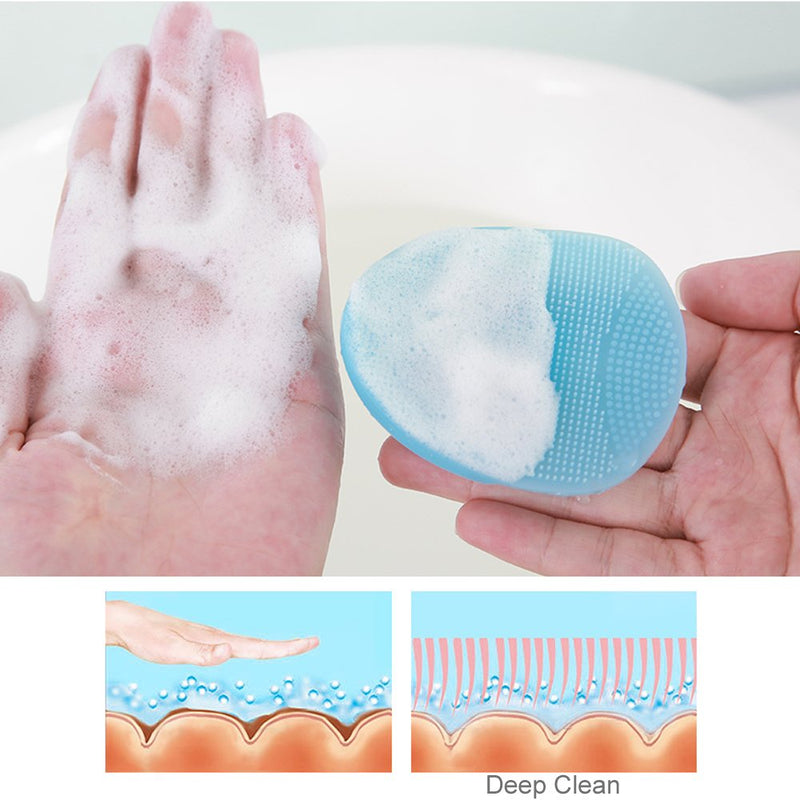 [Australia] - Super Soft Silicone Face Cleanser and Massager Brush Manual Facial Cleansing Brush Handheld Mat Scrubber For Sensitive, Delicate, Dry Skin (Pack of 4) 4 Mix Color 