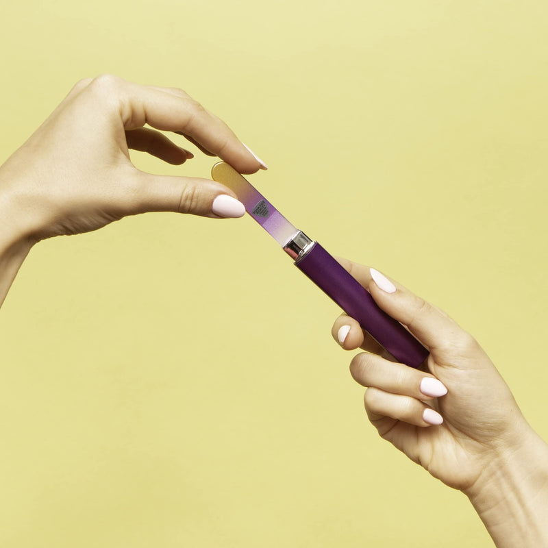 [Australia] - Glass Nail File with Case, Fingernail File for Manicure Nail Care - Bona Fide Beauty Premium Czech Glass Nail File Gold/Violet 