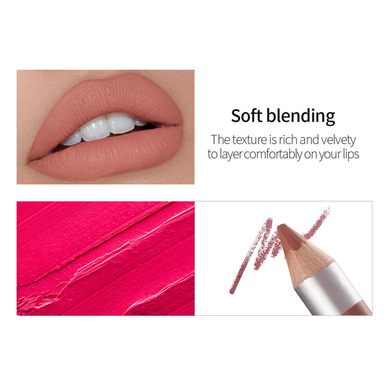 [Australia] - MEICOLY 12 Colors Lip Liner Pencil Set,Lipstick Combination Kit,Matte Lipstick Nude Color Vibrant Smooth High Pigment Pen with 1 pc Large Sharpener 