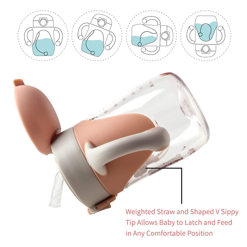 [Australia] - Sippy Cup for Toddlers-240 ml, Baby Cup Suitable from 8+ Months,Learner Cup Night Trainer Cup ,Independent Drinking, Spill-Free Toddler Cup,Leak-Proof Silicone Spout, BPA-Free-Apricot Apricot 
