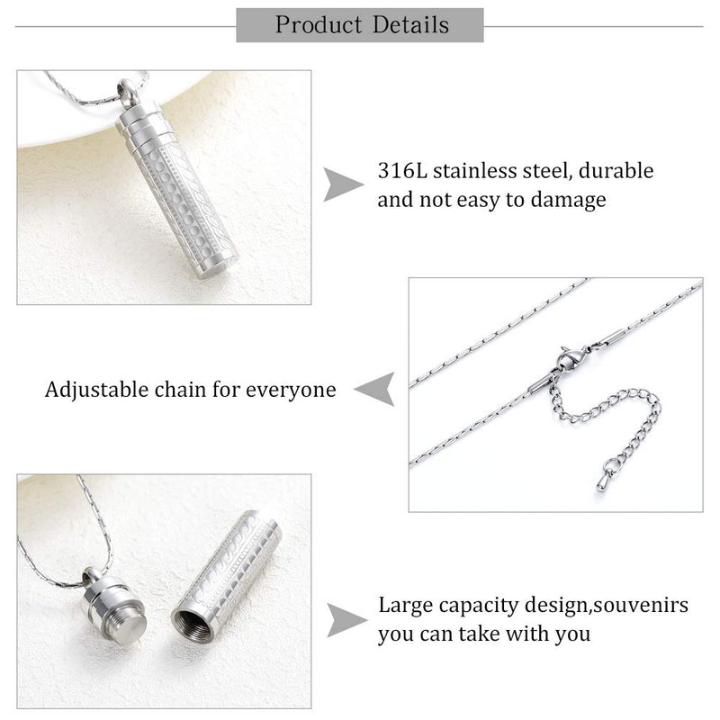 [Australia] - constantlife Cremation Jewelry for Ashes Openable Pill Case Urn Necklace Keepsake Perfume Memorial Pendant Locket Charm Accessories Silver 