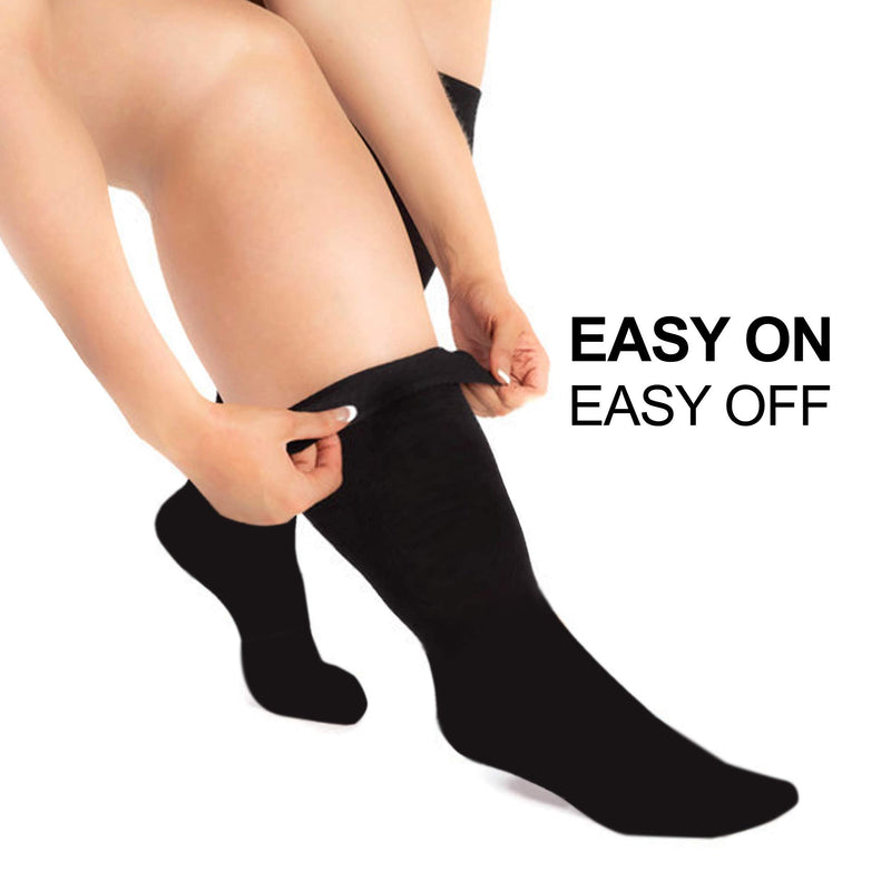 [Australia] - Zeta Socks XXXL Wide Plus Size Calf Compression, Soothing Comfy Gradient Support, Prevents Swelling, Pain, Edema, DVT, Large Cuffs, Unisex, for Flights (Black, XXXL) 