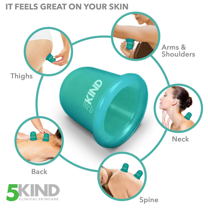 [Australia] - 5kind clinical skincare Anti-Cellulite Cup Set with Instructions, Satin Bag, Free e-Book and Discount Voucher for 5kind Professional Cellulite Cream 