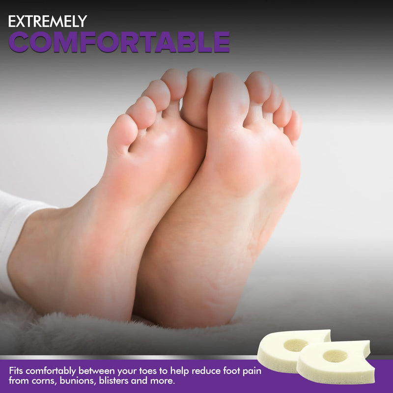 [Australia] - Premium Foam Toe Separators - Toe Spacers for Corn, Bilster, and Hammer Toe Relief - 1/4 Inch - Bulk Pack of 100 Toe Pads 100 Count (Pack of 1) 