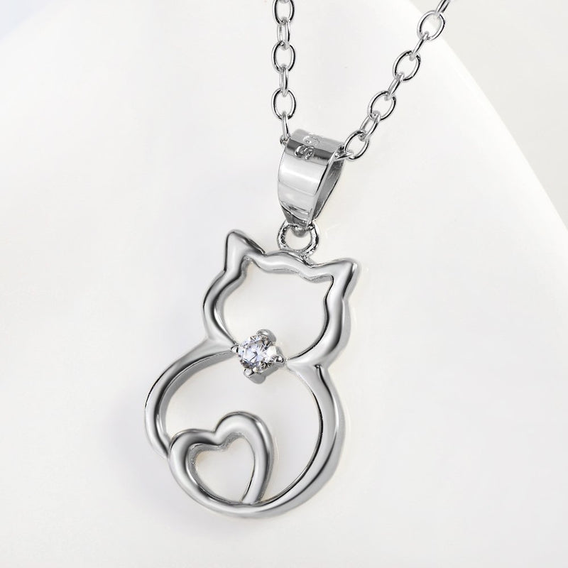 [Australia] - Sterling Silver Cute Cat Lover Gift Cat Pendant Necklace for Women Teen Girls, 18 Inches Style 3 