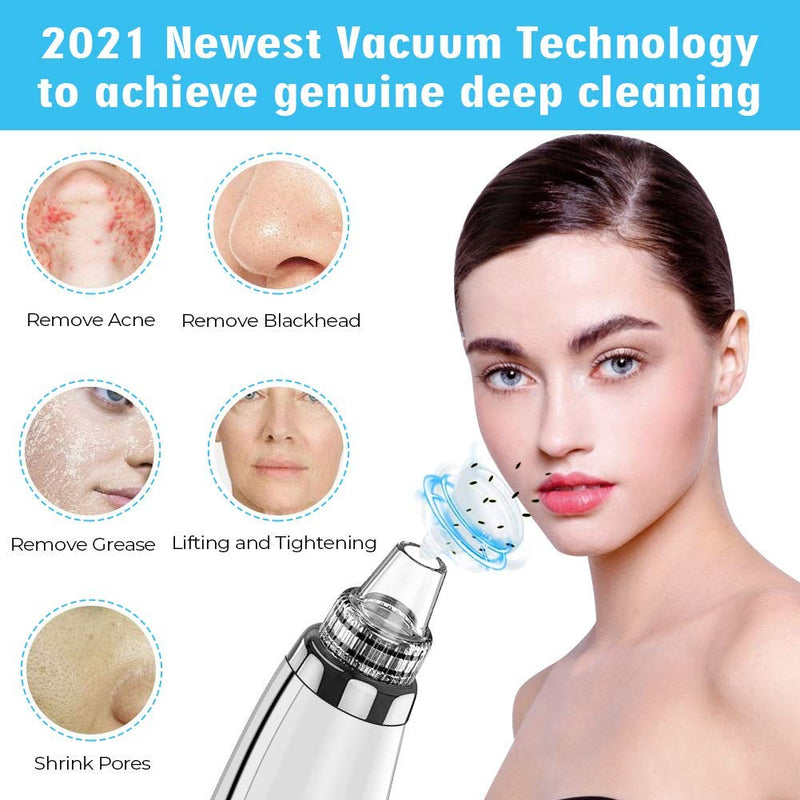 [Australia] - 2021 Newest Blackhead Remover Vacuum Pore Cleaner, Electric Acne Comedone Whitehead Extractor with 5 Suction Power & 5 Probes, USB Rechargeable, Blackhead Pore Vacuum for Women & Men Black 