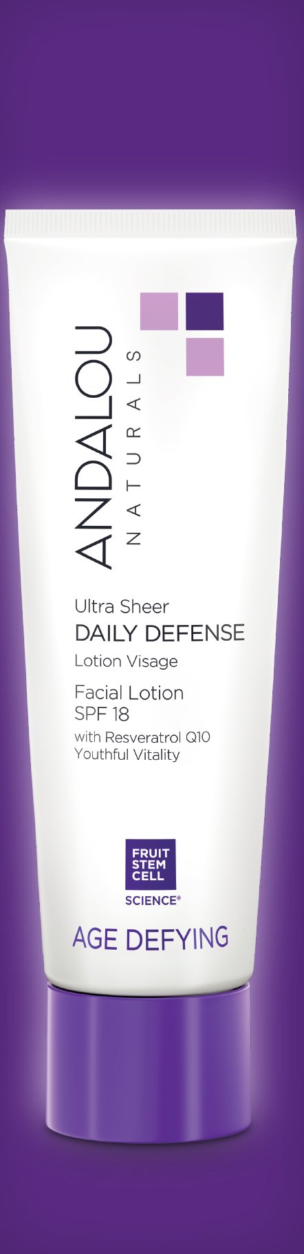 [Australia] - Andalou Naturals Ultra Sheer Daily Defense Facial Lotion, SPF 18, 2.7 oz, with Resveratrol CoQ10 and Antioxidants, Lightweight, Hydrating Facial Moisturizer 