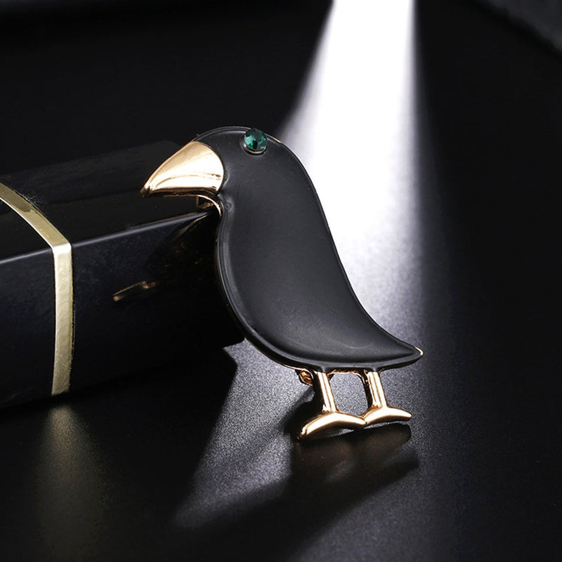 [Australia] - MINGHUA Gun Black Birds Corsage Brooches Enamel Crow Collar Jewelry for Unisex 