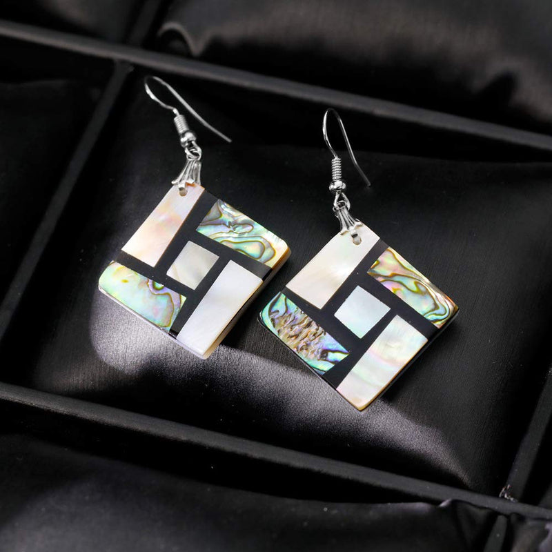 [Australia] - VEINTI+1 Creative Natural Abalone Shell Earrings Necklace Eye-Catcher Accessory Gift for Womens Jewelry Set 