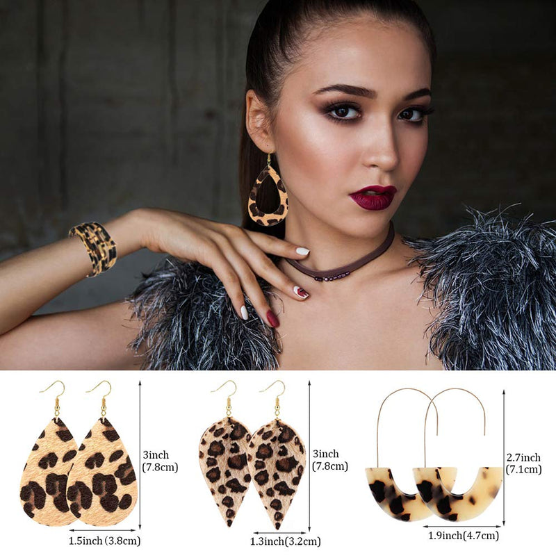 [Australia] - Filluck Leopard Jewelry Set Leopard Bracelets Leopard Print Earrings Leopard Print Necklace for Women Fashion Style A 