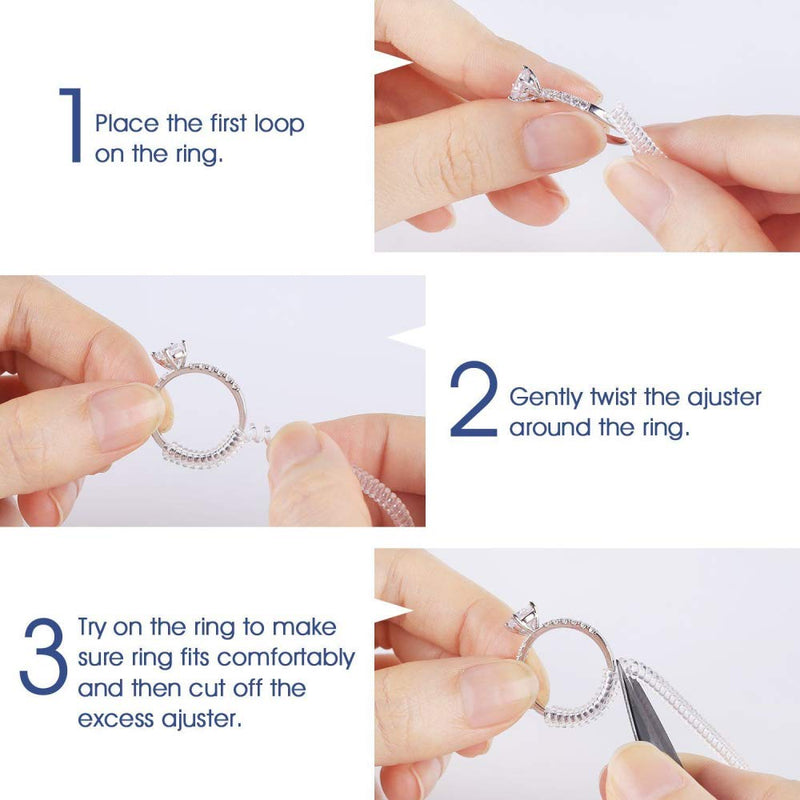 [Australia] - NNIOV Ring Size Adjuster for Loose Rings, General 4Pcs Coil Design, Clear Invisible Ring Reducer Guards, Hold Ring in Place，Fit Women Men Ring, Gift with Silver Polishing Cloth, Comfortable Reusable 