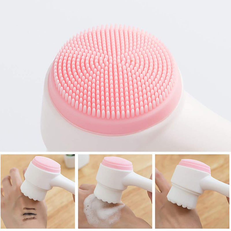 [Australia] - Double Sides Face Brushs, 3D Stand Vertical Silicone Facial Wash Brush, 2 in 1 Facial Cleansing Brush Manual Dual-action Face Brush for Sensitive, Delicate, Dry Skins (2Pack/Pink) Pink 