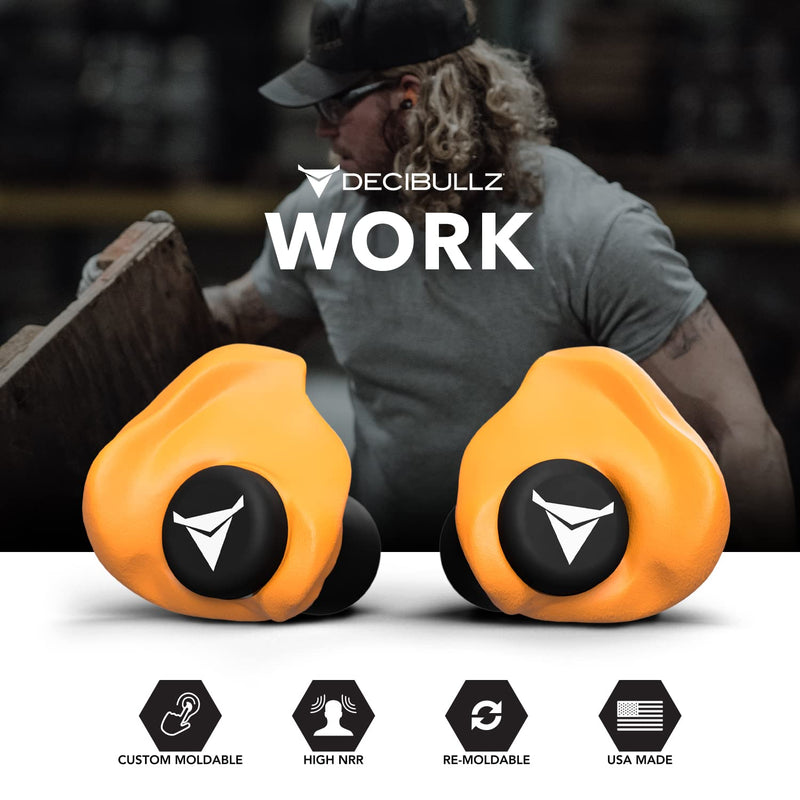 [Australia] - Decibullz - Custom Molded Earplugs, 31dB Highest NRR, Comfortable Hearing Protection for Shooting, Travel, Swimming, Work and Concerts Orange 
