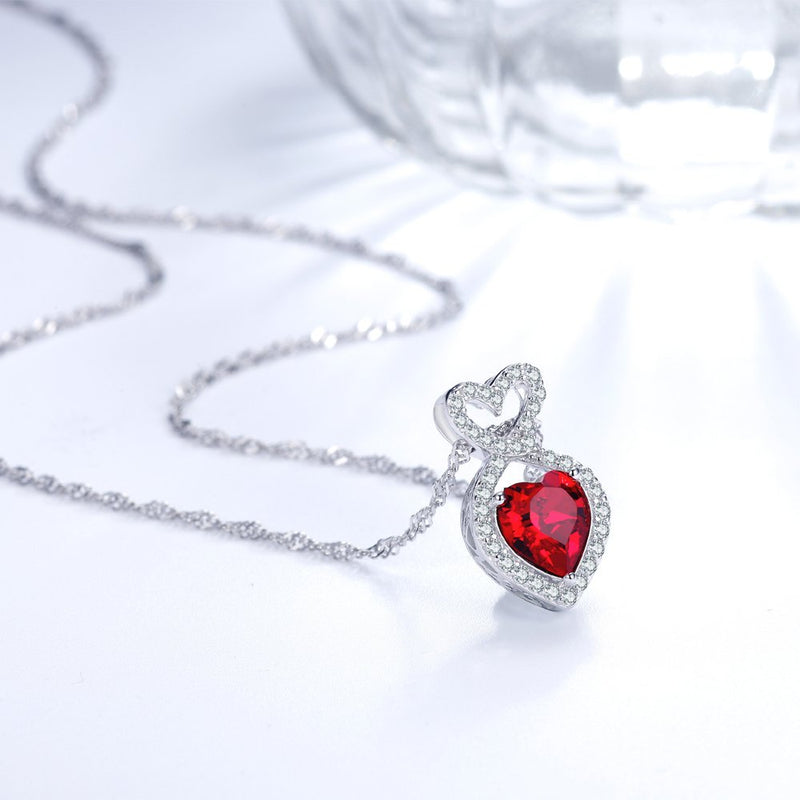 [Australia] - Birthday Jewelry for Women Teen Girls January Birthstone Red Garnet Necklace for Mom Wife Love Heart Infinity Pendant Sterling Silver Necklace 
