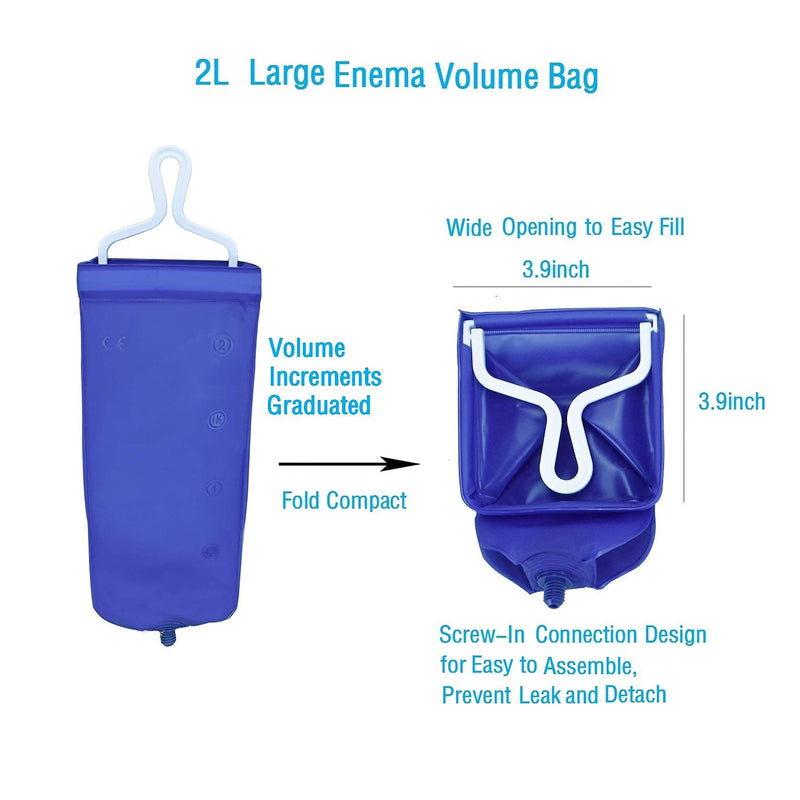 [Australia] - Enema Bag Kit for Colon Cleansing Coffee Women Men Constipation, 2L Folding Enema Bucket Shower Anal Vaginal Douche Cleaner Set with 6ft Silicone Hose and 4 Replacement Nozzle for Adult Child BPA Free TPU 
