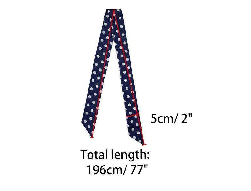 [Australia] - sourcing map 50s Skinny Silky Scarf Polka Dots Waistband Belt Long Narrow Neckscarf Bag Handle Accessory L Navy Blue 