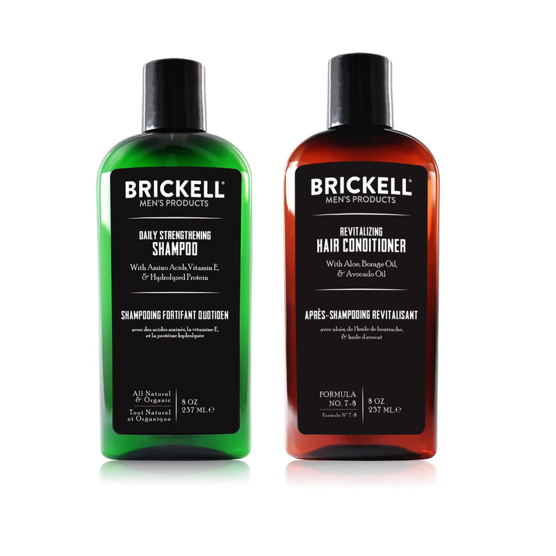 [Australia] - Brickell Men’s Daily Revitalizing Hair Care Routine, Mint and Tea Tree Oil Shampoo, Strength and Volume Enhancing Conditioner, Natural and Organic 