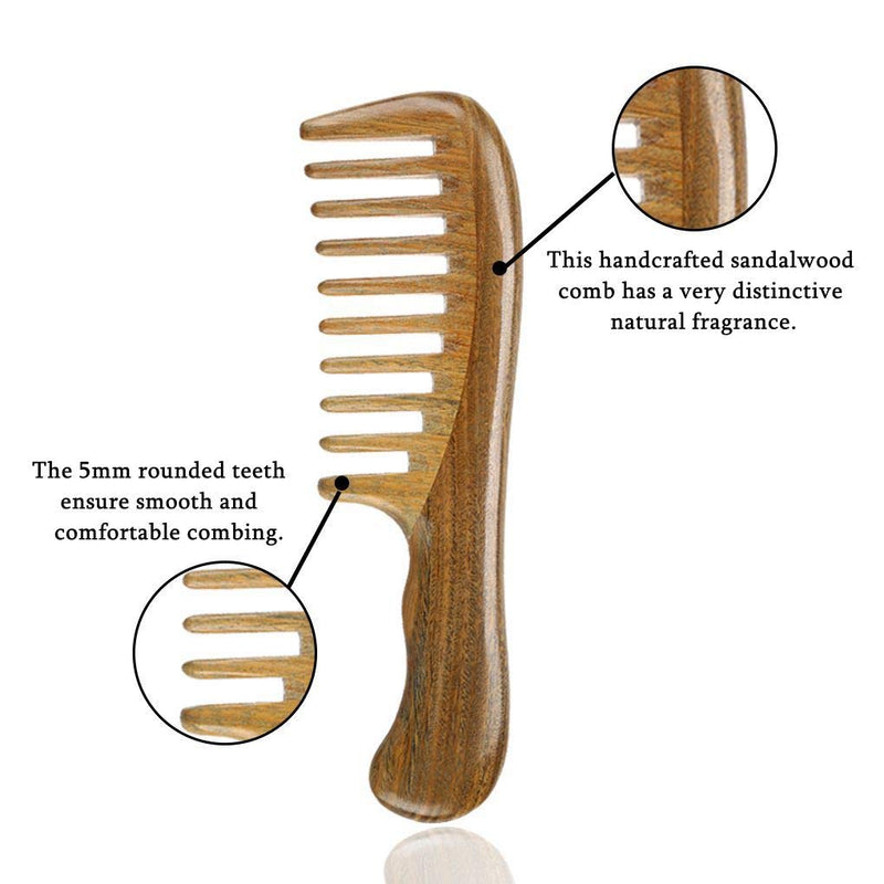 [Australia] - LWBTOSEE Wooden Hair Comb Wide Tooth Combs for Detangling, No Static, No Tangle, No Snag, Aroma Sandalwood Comb for Curly Wet Hair Women and Men (A) A 