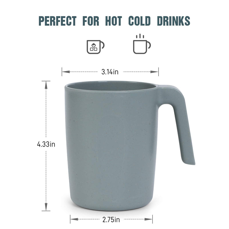 [Australia] - Shopwithgreen Plastic Camping Coffee Mug, Unbreakable Drinking Cups for Kitchen, Outdoor, Travel, RV, First Apartment, College Dorm Room Essential,15 OZ, 4 Pcs 4PCs- Blue, Grey, Beige, Green 