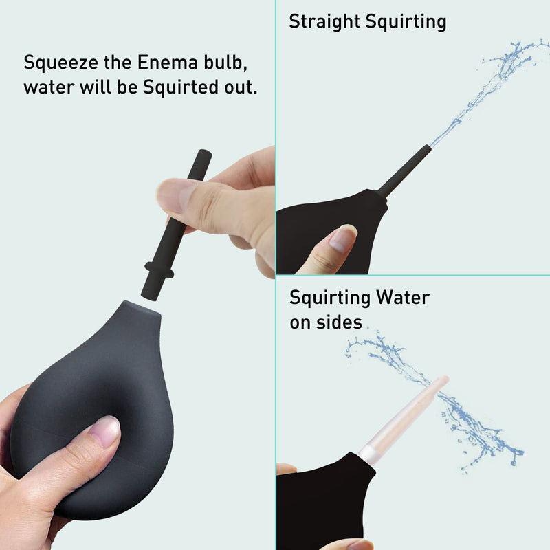 [Australia] - TopQuaFocus 8oz Enema Bulb Kit Anal and Vaginal Douche Bulb for Men Flushing System Enemas Silicone Bulb 4 Replaceable Tips Black 