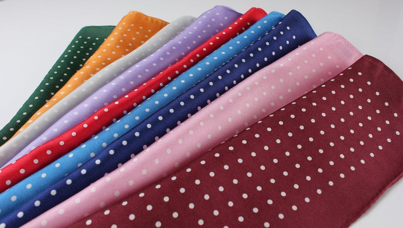 [Australia] - EXCY FORMAL COLLECTION Pocket Square Dot Pattern Print Twill Weave Silk Chief One Size Light Biue 