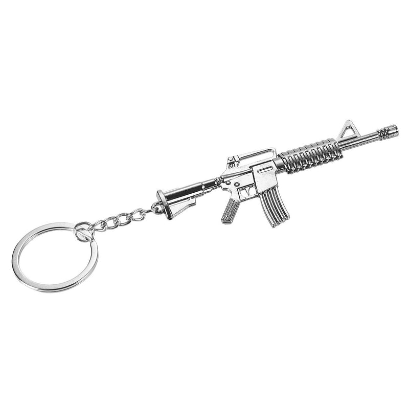 [Australia] - Gun Keychain - 6-Pack Metal Weapon Key Rings Pendant for Men, Birthday Gifts, 6 Designs, Silver 