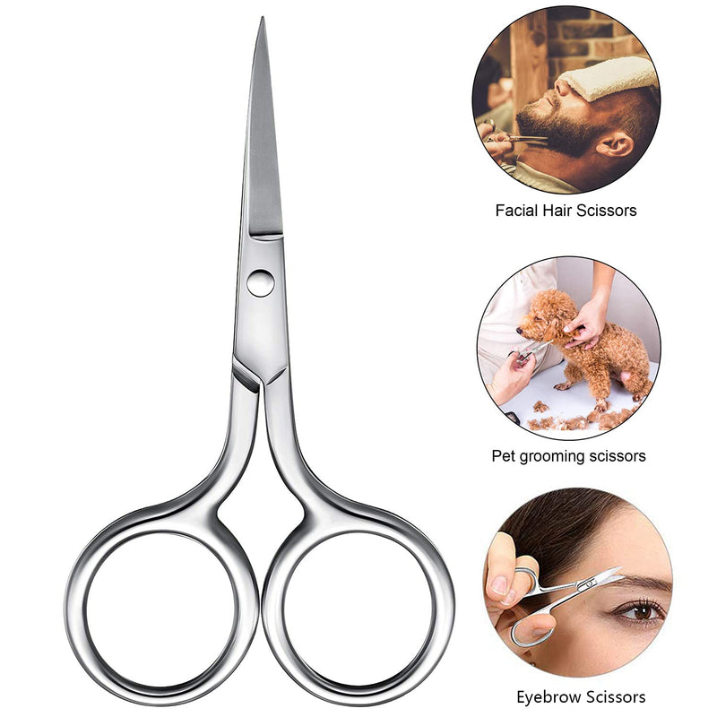 [Australia] - Facial Hair Scissors Small Scissors Nose Hair Scissors Stainless Steel Straight Tip Scissor for Eyebrows Nose Moustache Beard Eyelash 