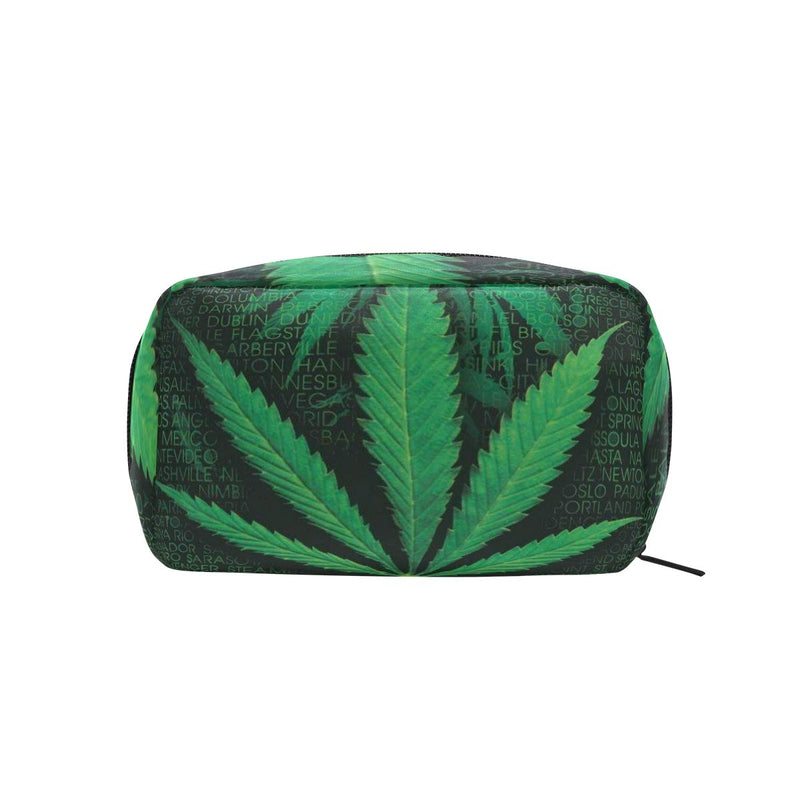 [Australia] - Unicey Words Marijuana Weed Makeup Bags Portable Tote Cosmetics Bag Travel Cosmetic Organizer Toiletry Bag Make-up Cases for Women 