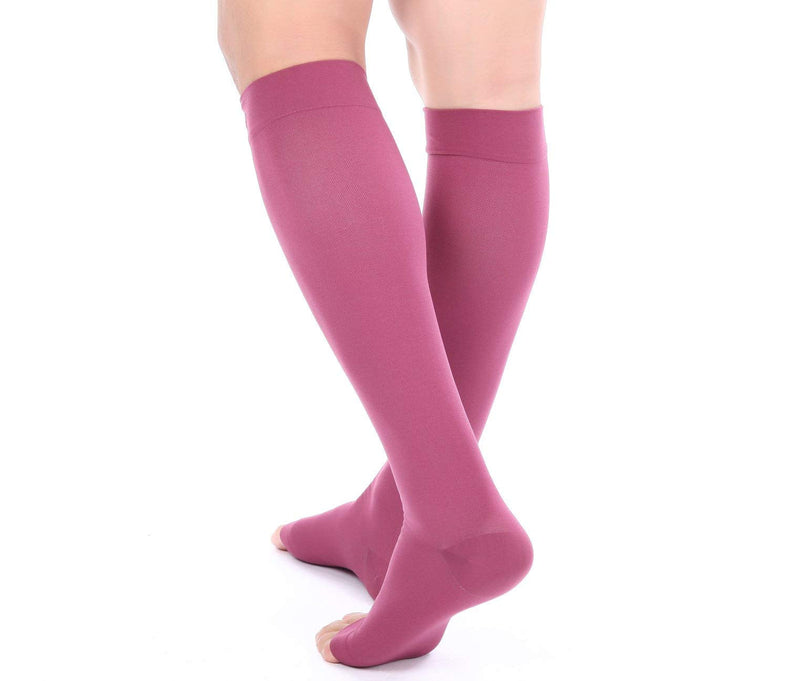 [Australia] - Doc Miller Open Toe Compression Socks 1 Pair 15-20 mmHg Firm Support Maroon X-Large 