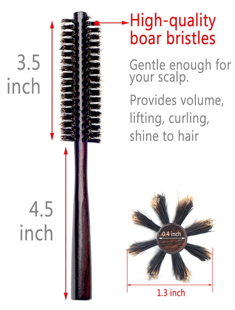 [Australia] - Small Round Hair Brush for Thin or Short Hair, Mini Round Boar Bristle Beard Brush for Men 1 Count (Pack of 1) 