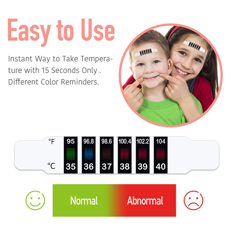 [Australia] - 12 PCS Forehead Head Strip Thermometer Fever Body Baby Child Kid Adult Check Test Temperature Monitoring Safe Non-Toxic 95-104 ℉ 