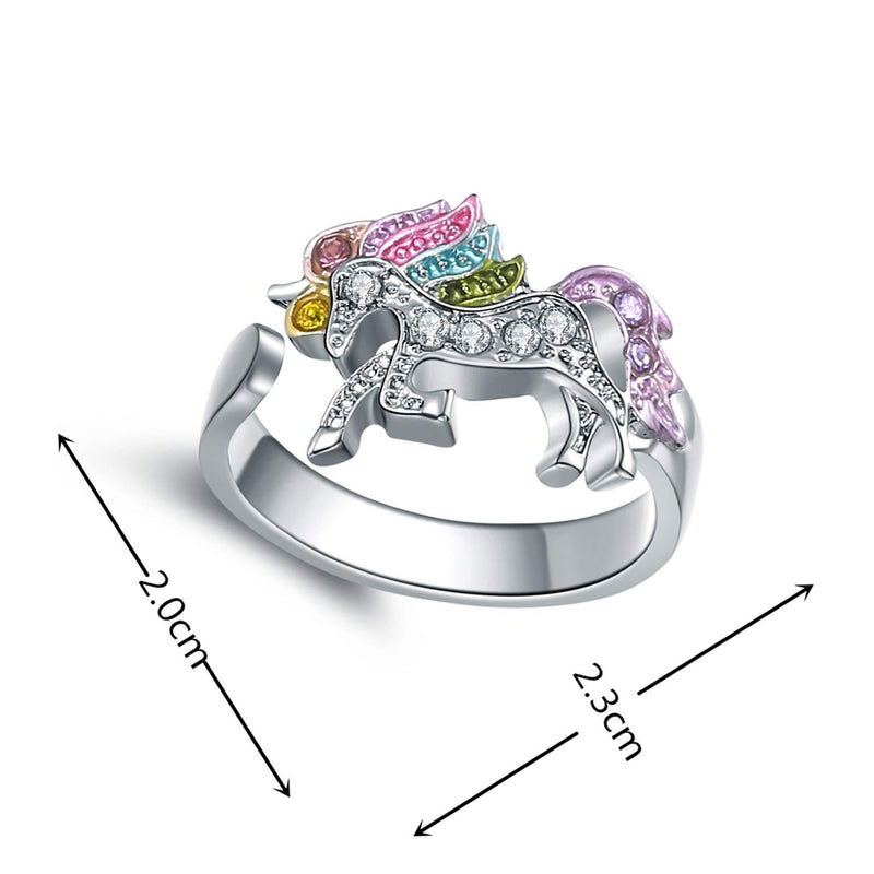 [Australia] - Unicorn Jewelry for Girls Gifts for Granddaughter Adjustable Unicorn Ring Gifts Silver Tone Rainbow Unicorn 