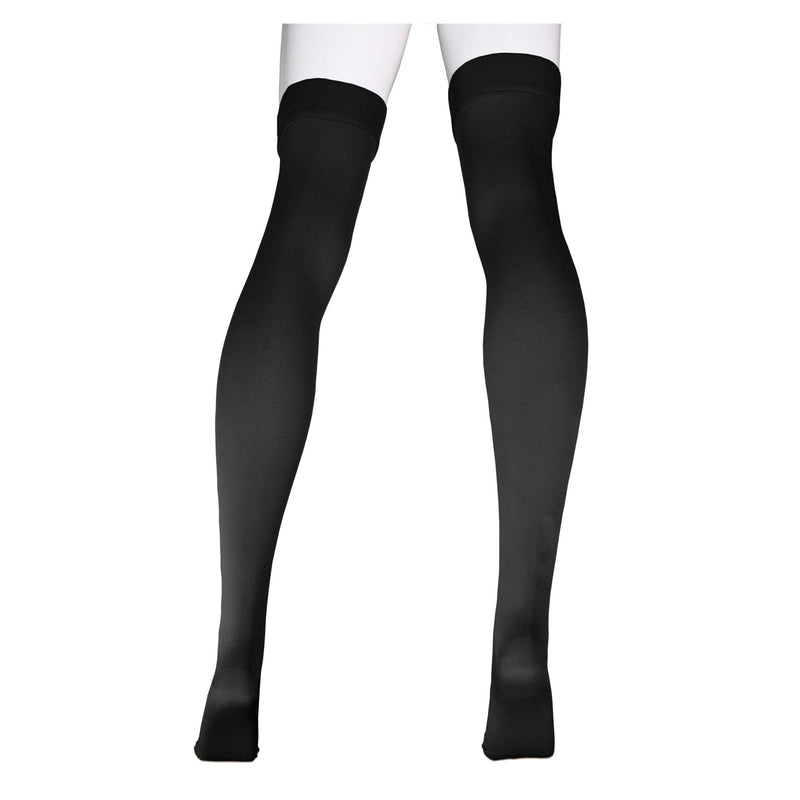 [Australia] - NuVein Medical Compression Stockings, 15-20 mmHg Support, Soft Comfort Microfiber, Thigh Length, Closed Toe, Black, X-Large 