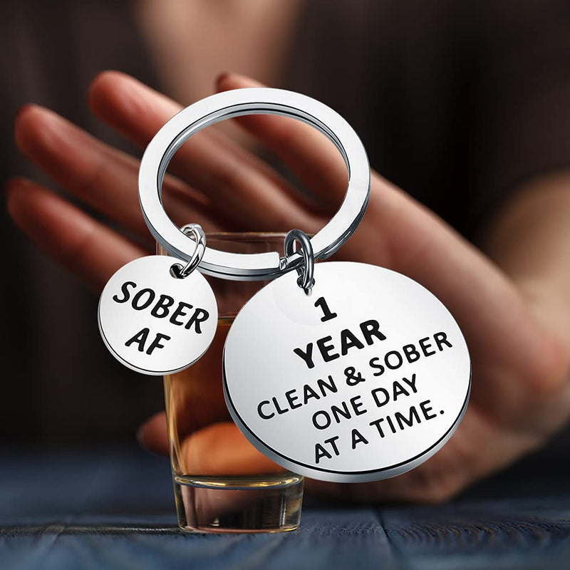 [Australia] - FOTAP Sobriety Gift SOBER AF Keychain 1-4 YEARS CLEAN & SOBER Jewelry AA Recovery Sobriety Gifts Addiction Recovery Gift Sober 1y Key 