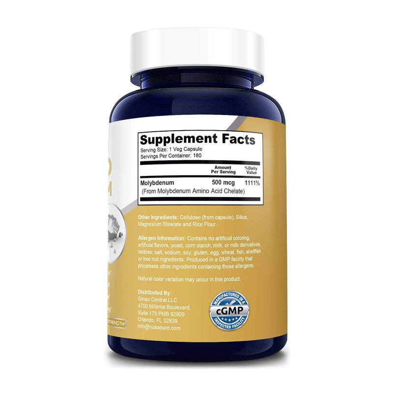[Australia] - Chelated Molybdenum 500 mcg 180 Vegetarian Caps (Gluten Free & Non-GMO) 