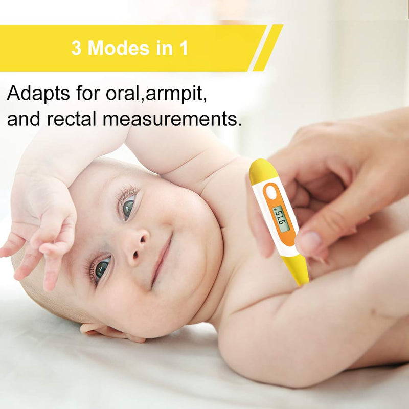 [Australia] - Digital Oral Thermometer for Adults Baby Infant Thermometer,Easy@Home Medical Thermometer,Basal Body Temperature Thermometer for Rectal Mouth Underarm with Fever Alarm EMT-021-Yellow 