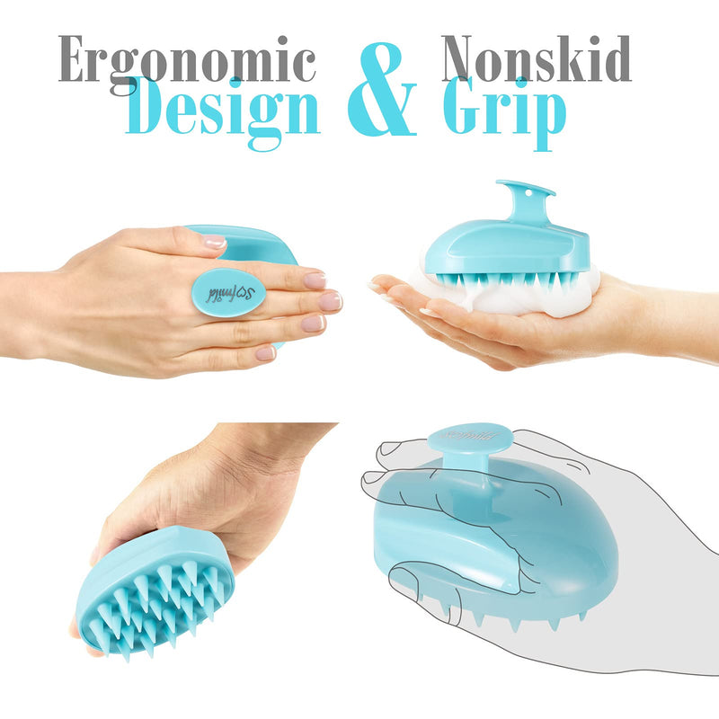 [Australia] - Scalp Massager, Soft Silicone Shampoo Brush Hair Scrub Brush for Wet and Dry Hair Head Massager to Clean Hair, Reduce Dandruff, Massage Scalp, Promote Hair Growth, Blue Light Blue 
