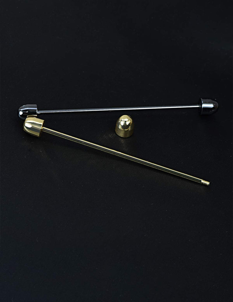 [Australia] - VVCome 3PCS Men's Classic Brass Shirt Collar Bar Tie Pins Set for Wedding Business with Gift Box Bullet Head 