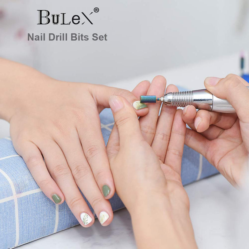 [Australia] - Bulex 7pcs Nail Drill Bits for Acrylic Nails, Professional Tungsten Carbide 3/32 Little Nail Drill Bit Set for Gel Nails Cuticles 