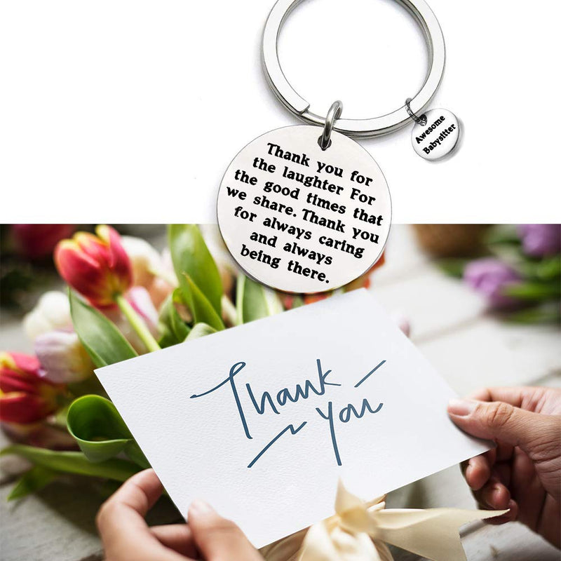 [Australia] - FUSTMW Babysitter Gift Thank You for Always Caring and Always Being There Keychain Appreciation Gift Nanny Thank You Gift silver 