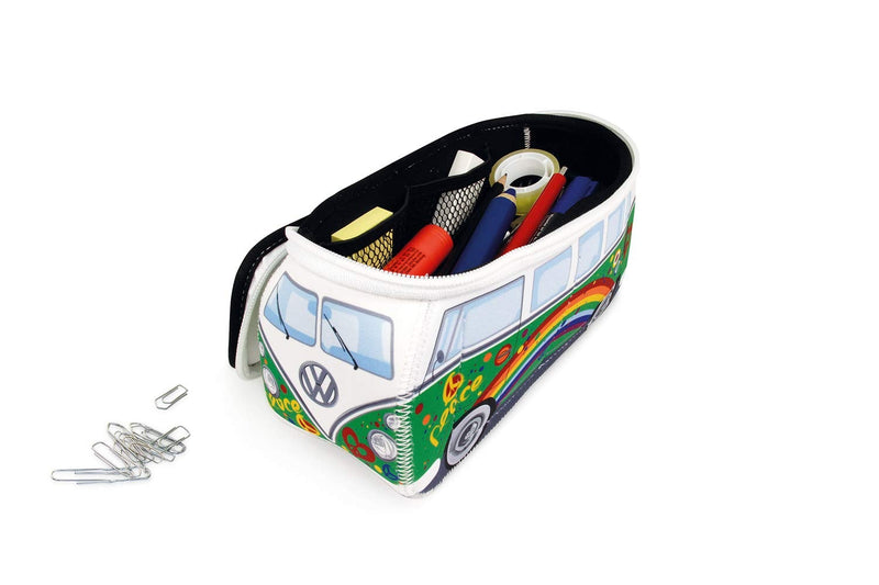 [Australia] - BRISA VW Collection - Volkswagen Hippie Bus T1 Camper Van 3D Neoprene Small Universal Bag - Makeup, Travel, Cosmetic Bag (Neoprene/Peace/Green) Small (23 x 11 x 8 cm) Peace/Green 