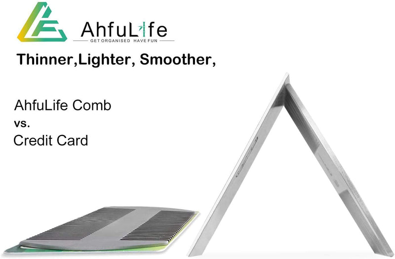 [Australia] - Metal Hair&Beard Comb - AhfuLife® EDC Credit Card Size Comb Perfect for Wallet and Pocket - Anti-Static Dual Action Beard Comb (Stainless Steel Comb (2 Pcs)) Stainless Steel Comb (2 Pcs) 