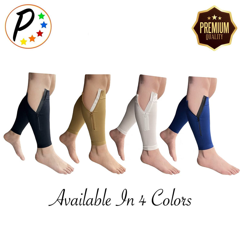 [Australia] - Presadee Shin Premium 20-30 mmHg Firm Compression Leg Calf Sleeve with Zipper (Black, L/XL) Black 