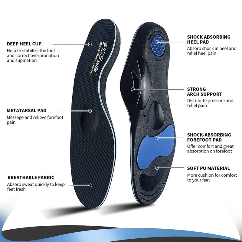[Australia] - PCSsole Orthotic High Arch Support Insoles, Comfort Gel Work Boot Insert for Flat Feet, Plantar Fasciitis, Feet Pain, Heel Spur Pain,Metatarsalgia,Over Pronation for Men and Women（30cm） L:men(10.5-12)30cm 