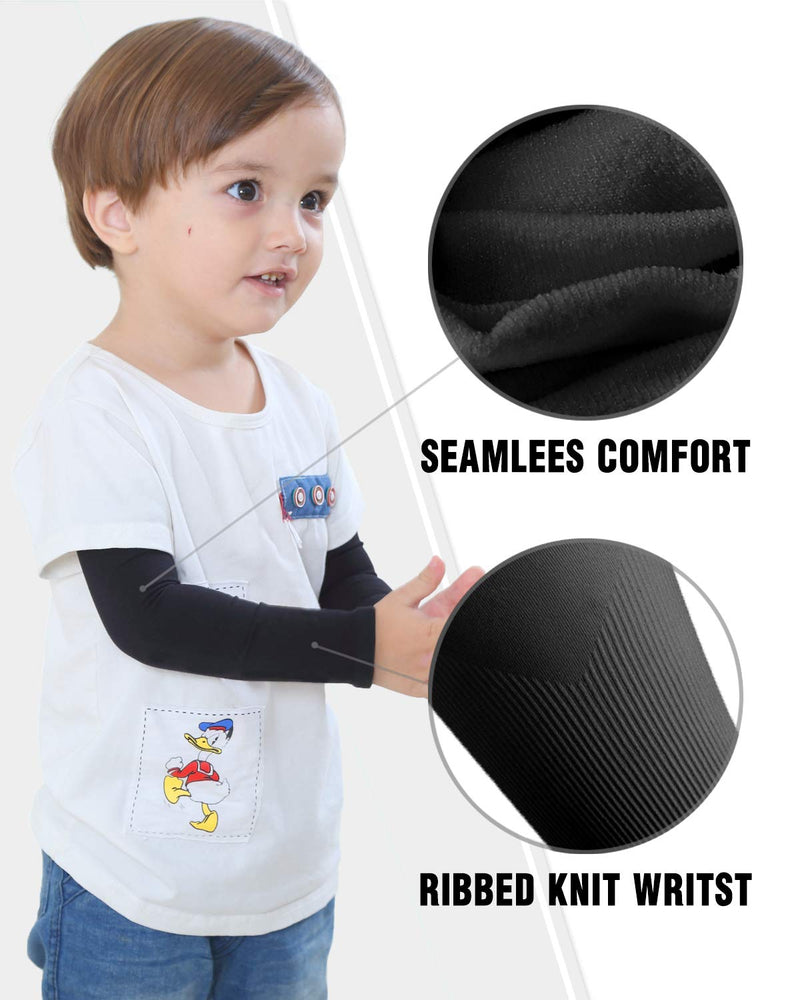 [Australia] - Newbyinn 1 or 3 Pairs Arm Sleeves for Kids Child Toddlers, UV Sun Protection, Cooling Sleeves to Cover Arms M-1 Pair Black Medium 