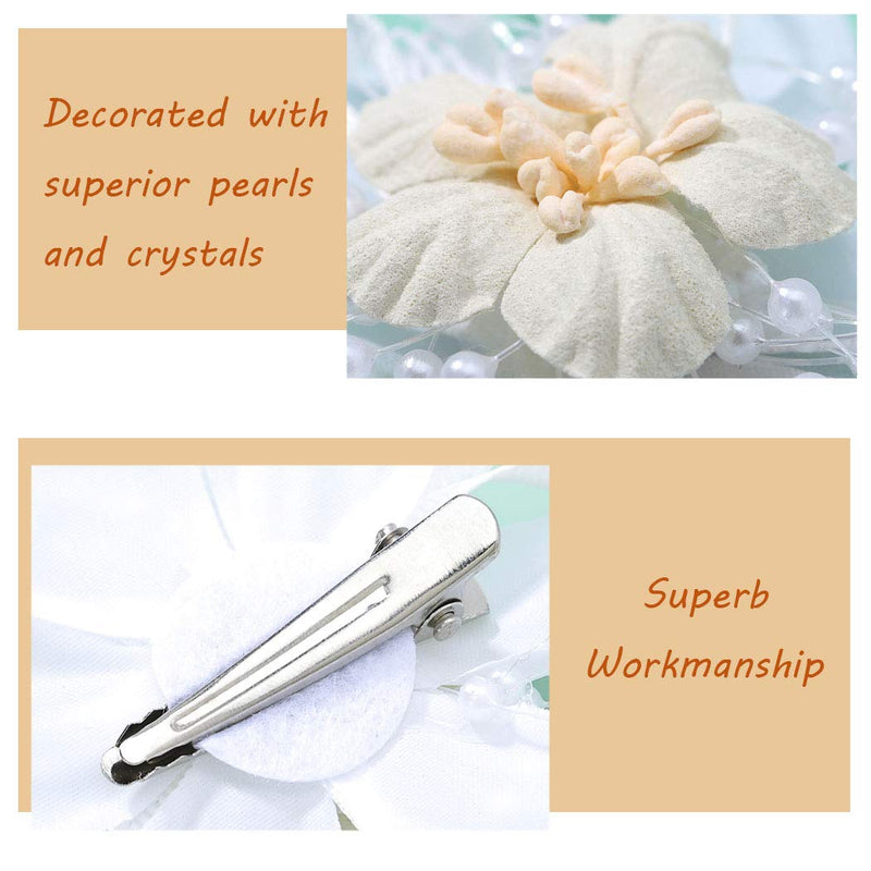 [Australia] - IYOU Floral Princess Headpiece Flower Wedding Hair Clip White Flower Frist Communion Hair Accessories for Flower Girls and Bridesmaid 
