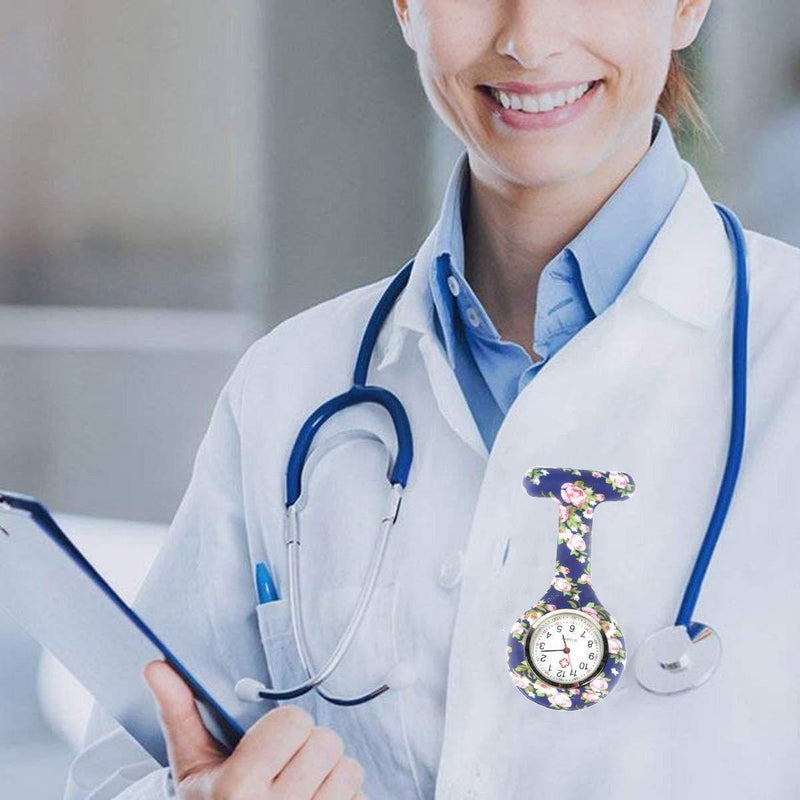 [Australia] - Nurse Watch Brooch, Silicone Nurse Watch Doctor Paramedic Medical Staff Lapel Pin-on Brooch Hanging Pocket Fob Watch 1 